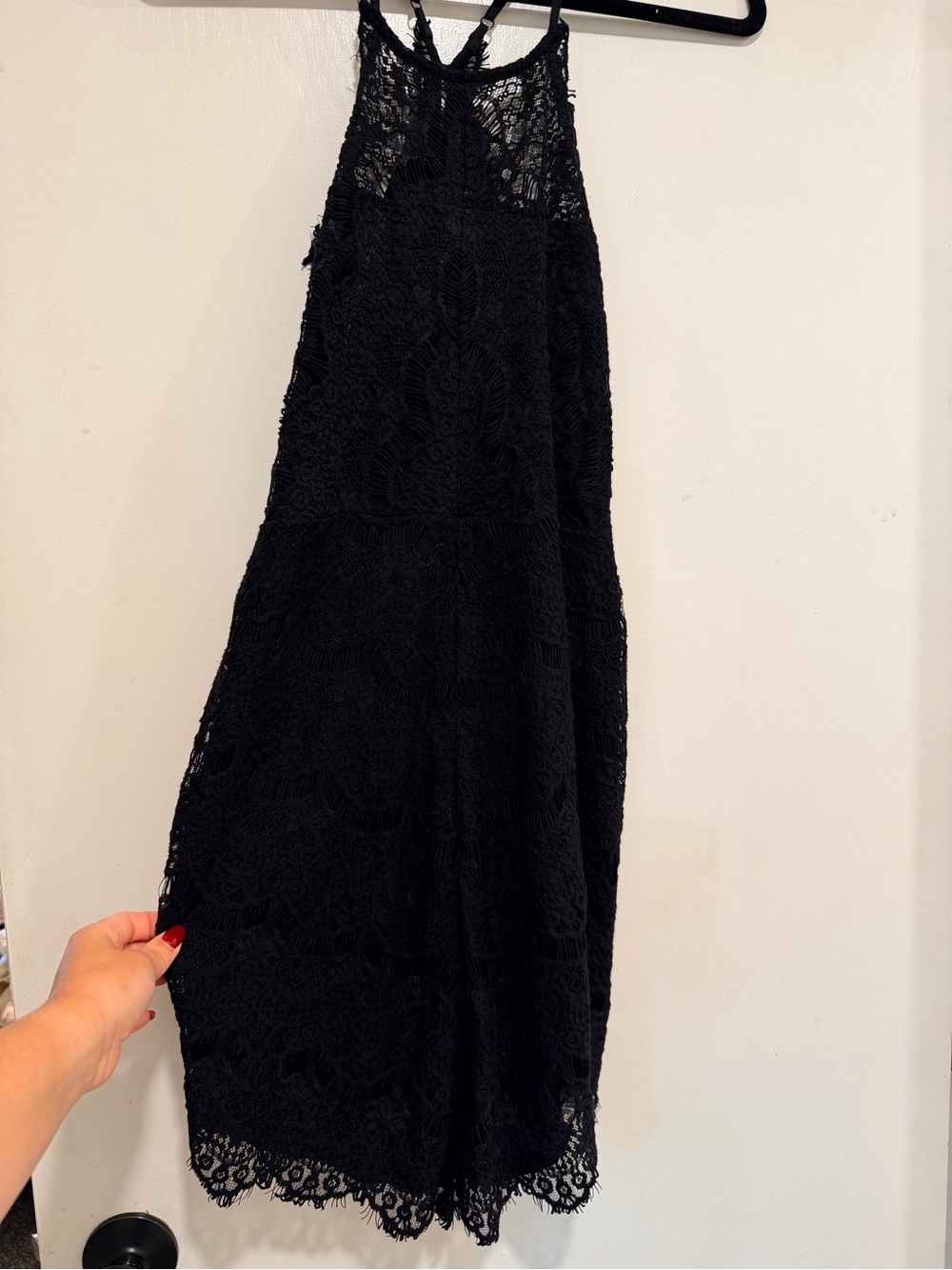 Free People Black Lace Backless Halter Mini Dress - Picture 2 of 4